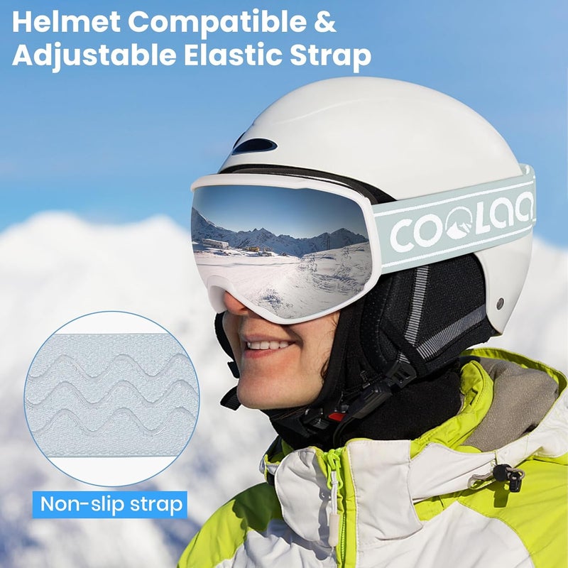 COOLOO Ski Goggles, OTG Snow Goggles for Adult Men Women Youth, Snowboard Goggles Over Glasses, Anti-fog, UV Protection - Image 5